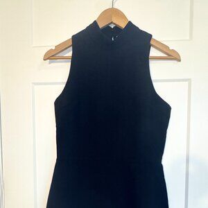 Amanda Uprichard Black Sleeveless Mock Neck Tailored Dress